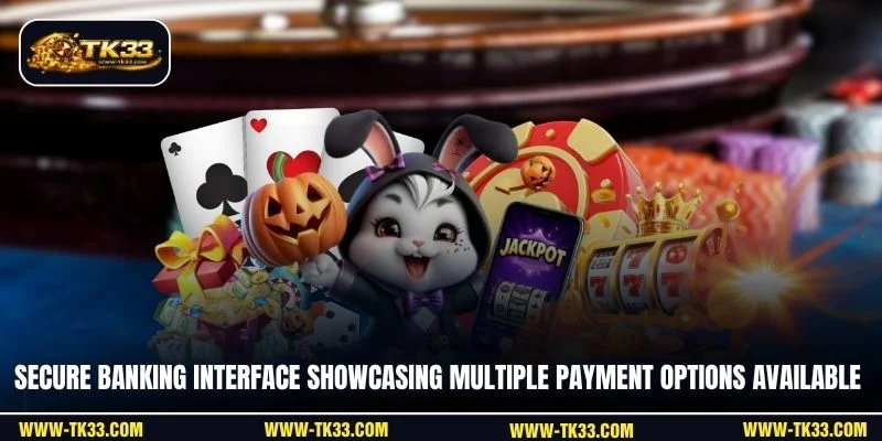 Secure banking interface showcasing multiple payment options available